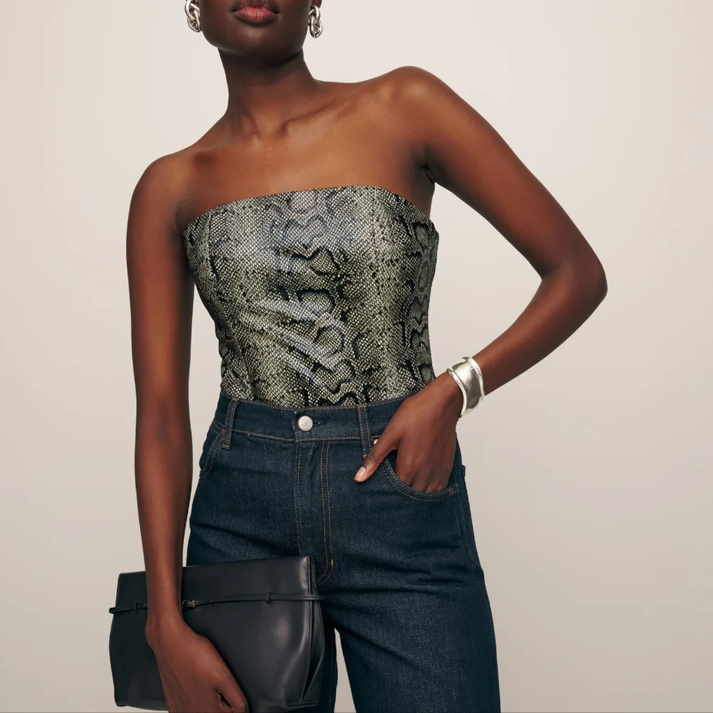 NEW Reformation Veda Madison Leather Top in color Venom - Picture 2 of 5